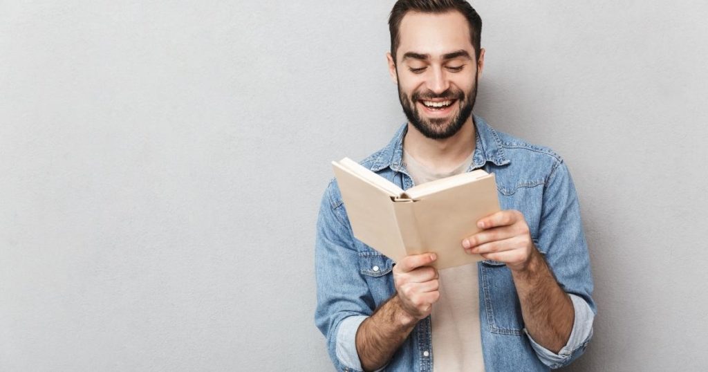 man reading a book