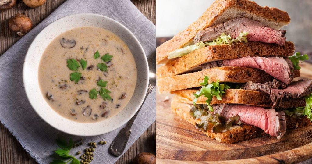 mushroom soup and roast beef sandwich the bailiwick academy